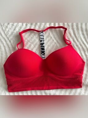 PINK Victoria's Secret Bright Red T-Back Seamless Sports Bra